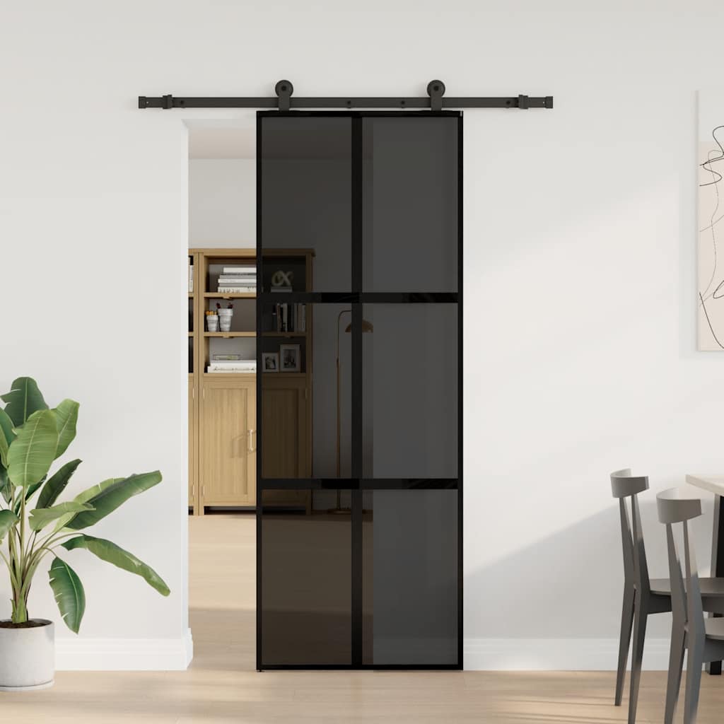 Porta scorrevole VidaXL con ferramenta 76x205 cm vetro temperato e alluminio