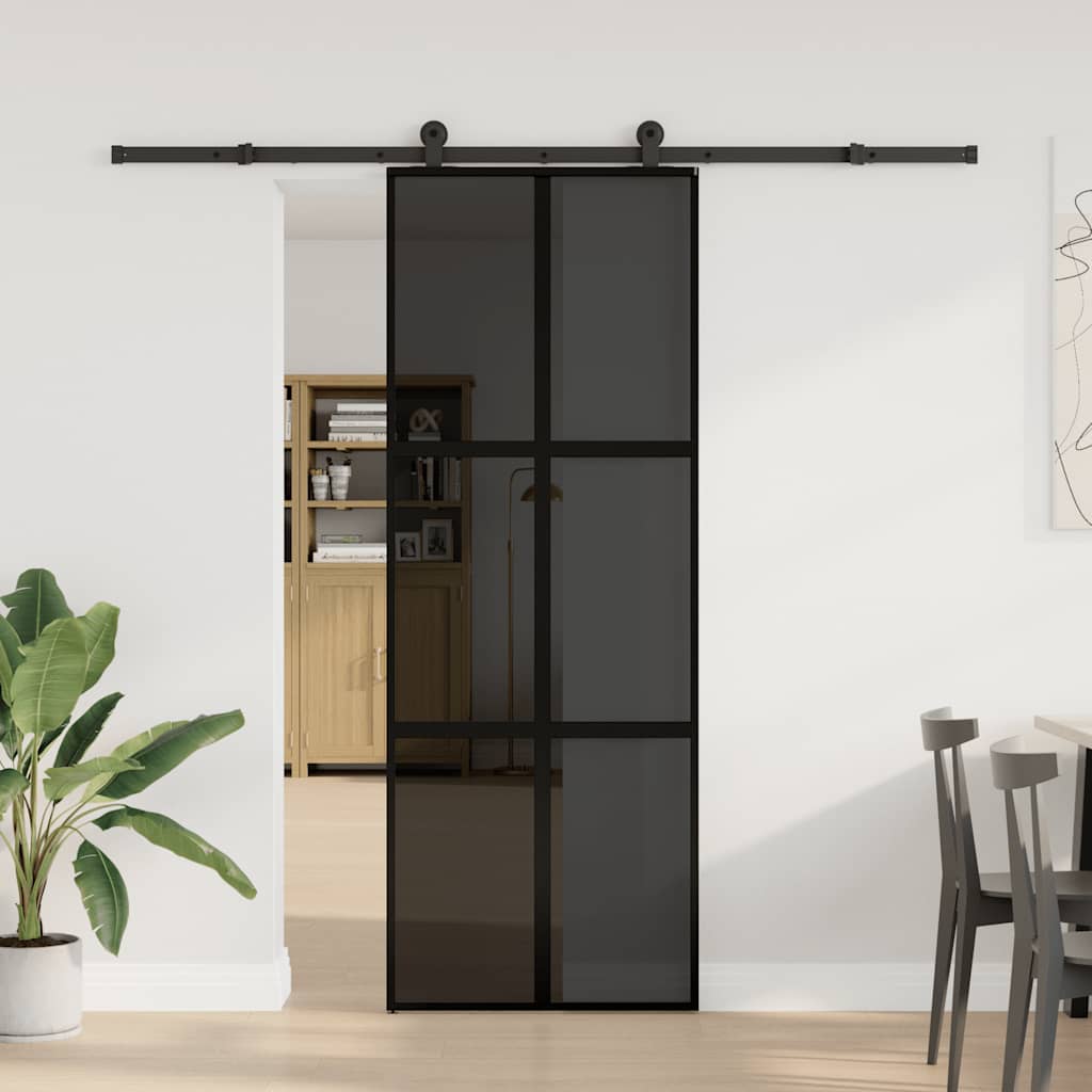 Porta scorrevole VidaXL con ferramenta 76x205 cm vetro temperato e alluminio