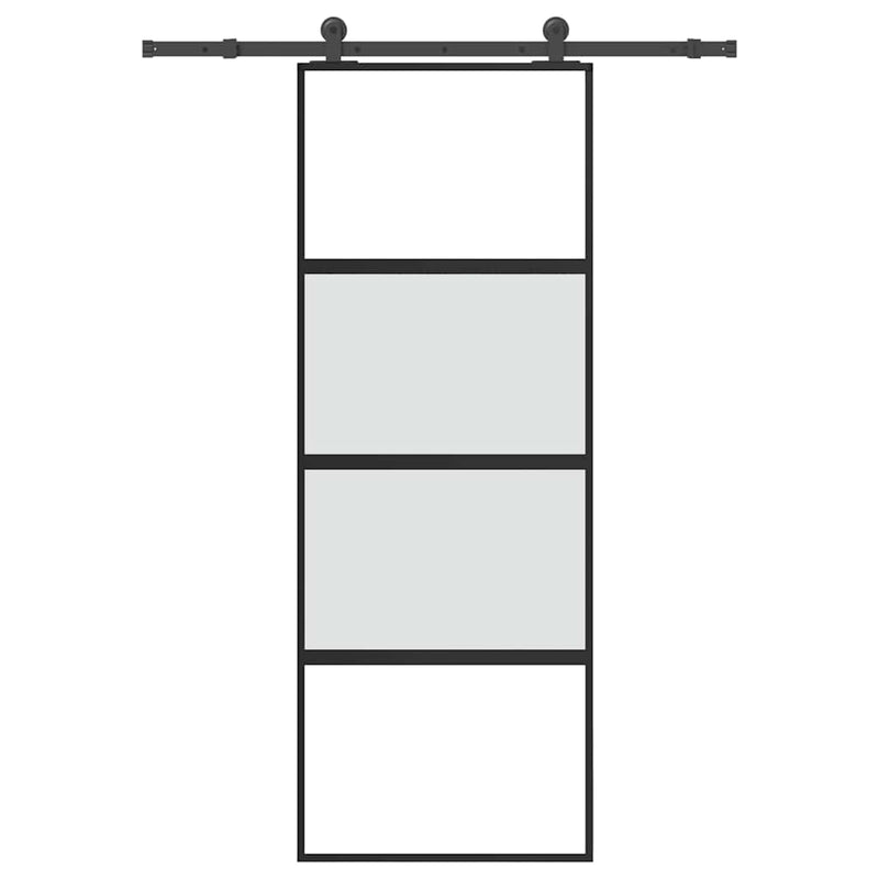 Puerta corredera VidaXL con herrajes 76x205 cm vidrio templado y aluminio