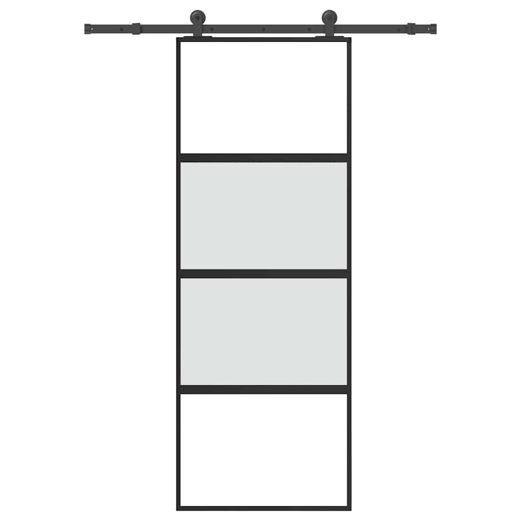 Puerta corredera VidaXL con herrajes 76x205 cm vidrio templado y aluminio