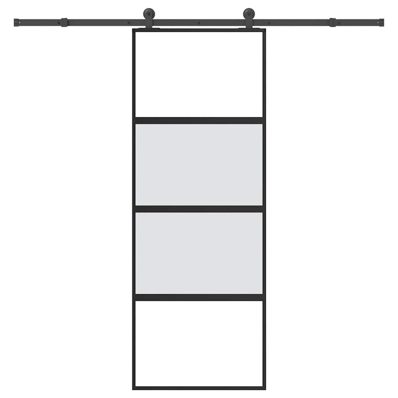 Vidaxl schuifdeur met beslag 76x205 cm gehard glas en aluminium