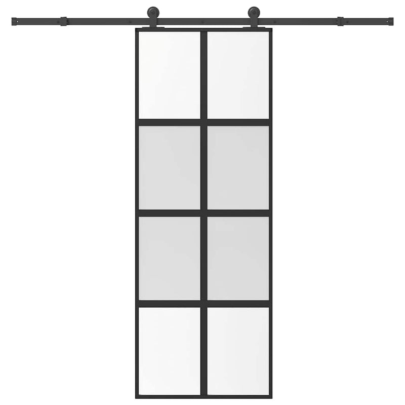 Puerta corredera VidaXL con herrajes 76x205 cm vidrio templado y aluminio