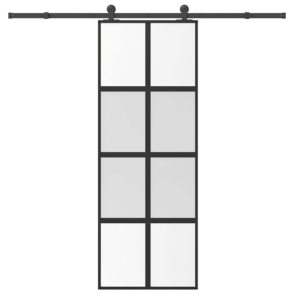 Puerta corredera VidaXL con herrajes 76x205 cm vidrio templado y aluminio