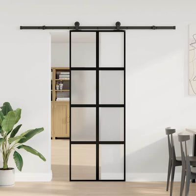 Puerta corredera VidaXL con herrajes 76x205 cm vidrio templado y aluminio