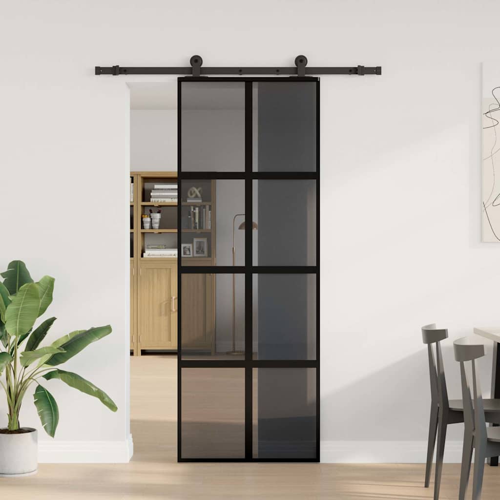 Puerta corredera VidaXL con herrajes 76x205 cm vidrio templado y aluminio