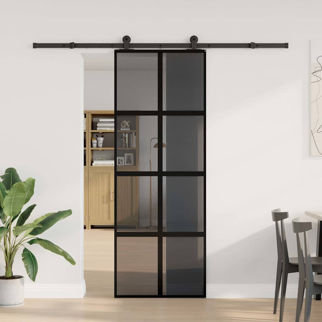 Porta scorrevole VidaXL con ferramenta 76x205 cm vetro temperato e alluminio