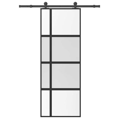 Puerta corredera VidaXL con herrajes 76x205 cm vidrio templado y aluminio