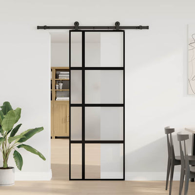 Puerta corredera VidaXL con herrajes 76x205 cm vidrio templado y aluminio