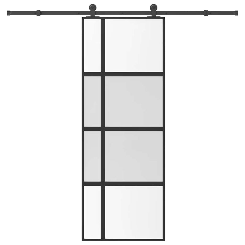 Puerta corredera VidaXL con herrajes 76x205 cm vidrio templado y aluminio