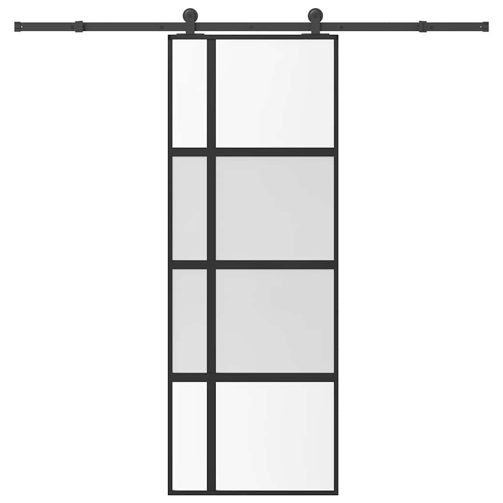 Puerta corredera VidaXL con herrajes 76x205 cm vidrio templado y aluminio