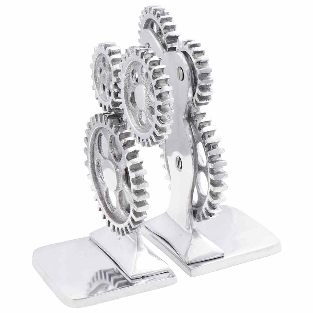 Fermalibri Vidaxxl 2 pezzi argento 10 x 10 x 22 cm alluminio