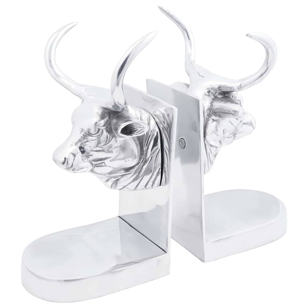 Fermalibri Vidaxxl 2 pezzi argento 17 x 15 x 27 cm alluminio