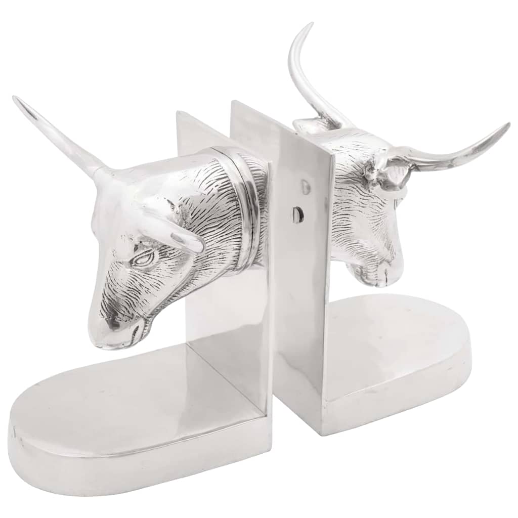 Fermalibri Vidaxxl 2 pezzi argento 21,5 x 15,5 x 20 cm alluminio