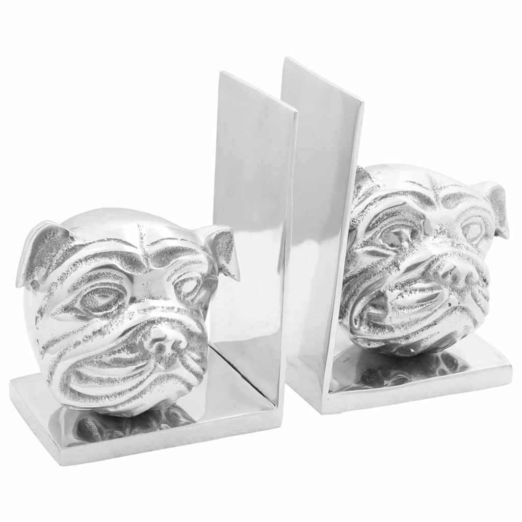 Fermalibri Vidaxxl 2 pezzi argento 8 x 12 x 16,5 cm alluminio