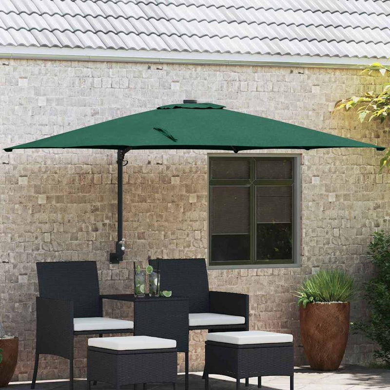 Vidaxxl sombrilla de jardín verde 248,5 x 247,5 x 160 cm poliéster y acero