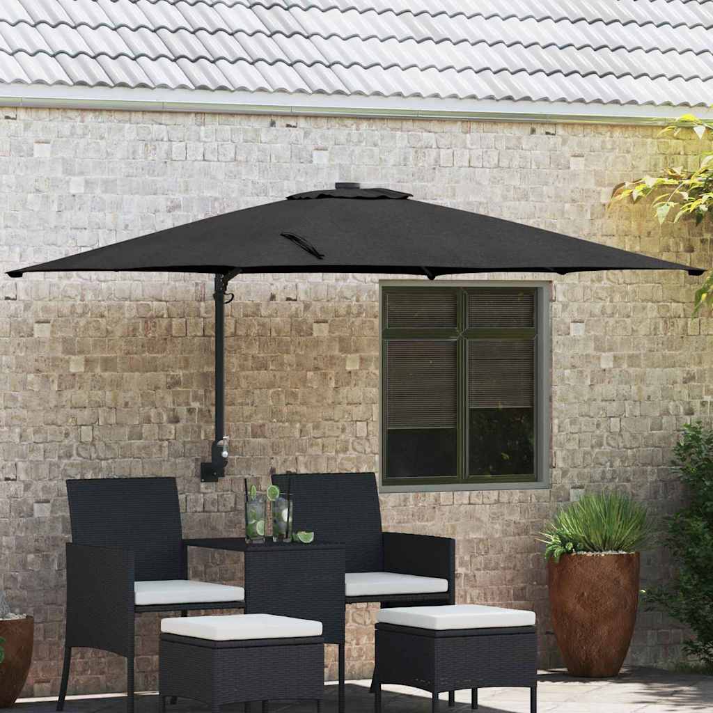 Ombrellone da giardino Vidaxxl nero 248,5 x 247,5 x 160 cm poliestere e acciaio