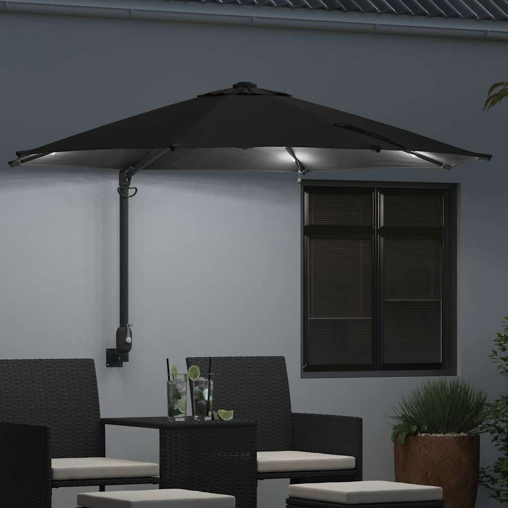 Vidaxx sombrilla de jardín negro 248 x 248 x 148 cm poliéster y acero