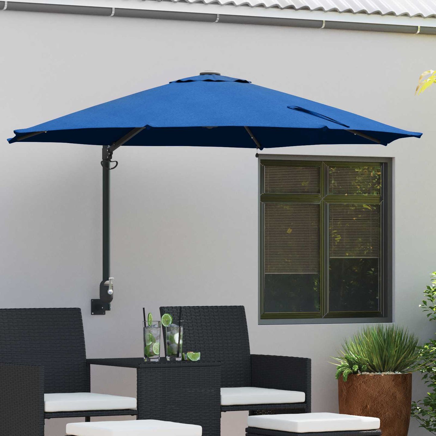 Ombrellone da giardino Vidaxxl azzurro 248 x 248 x 148 cm poliestere e acciaio