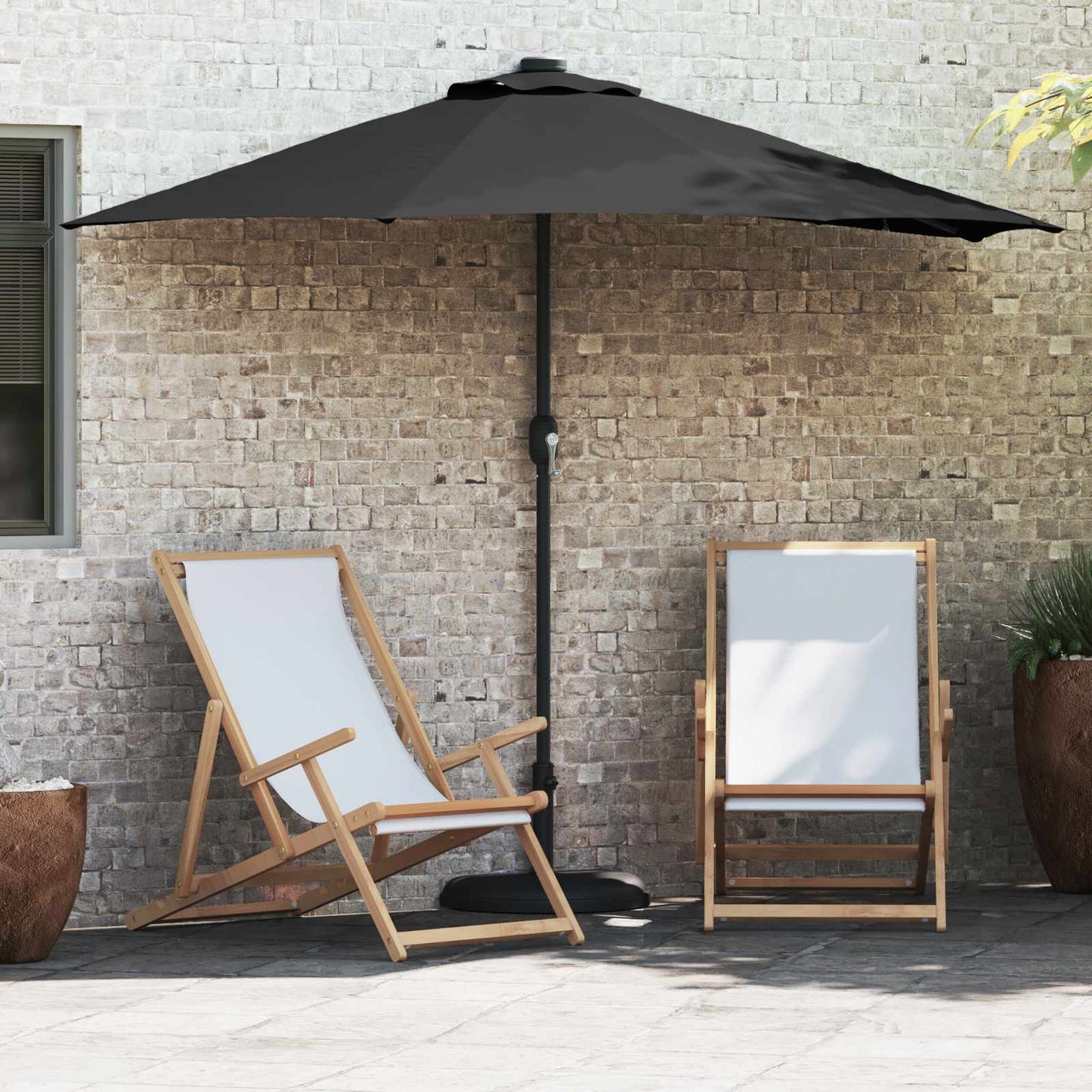 Vidaxx sombrilla de jardín negro 294 x 150 x 224 cm poliéster y acero