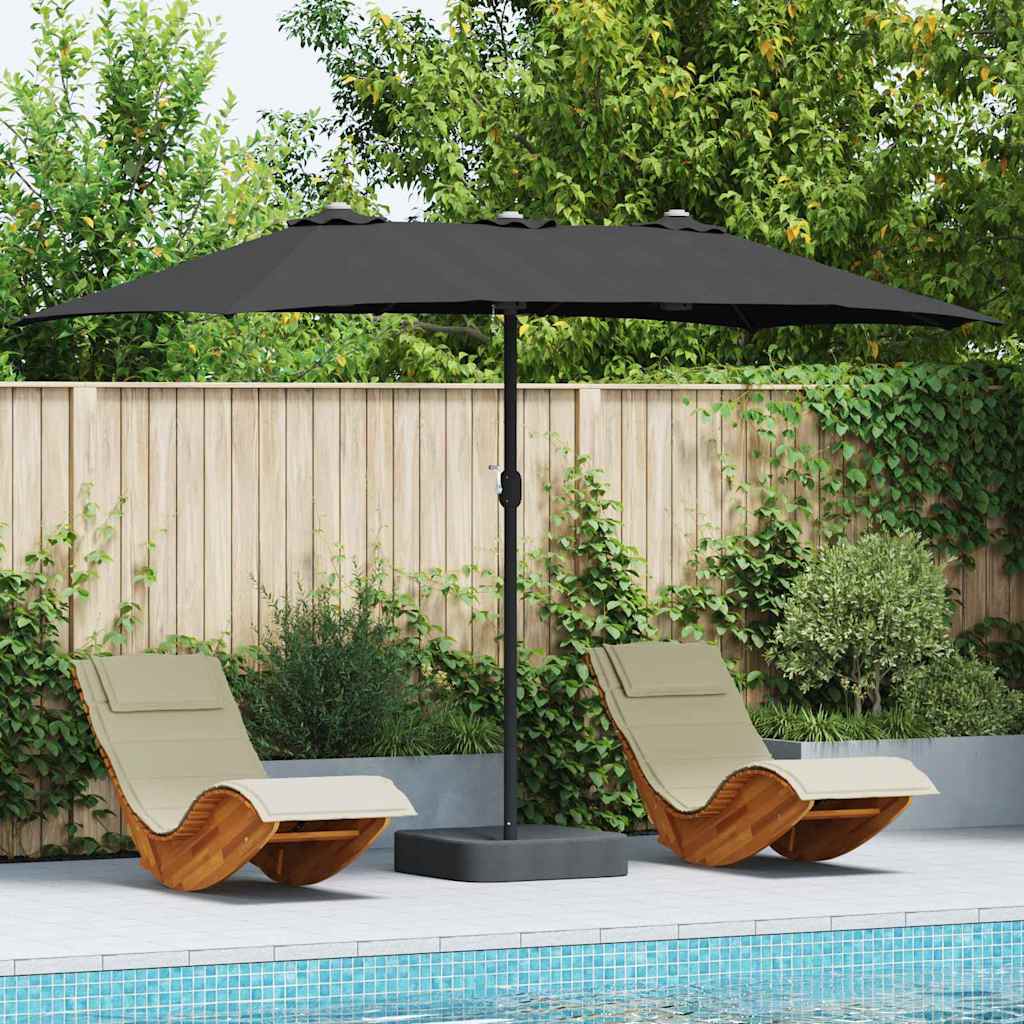 Vidaxx sombrilla de jardín negro 385 x 209 x 244 cm poliéster y acero