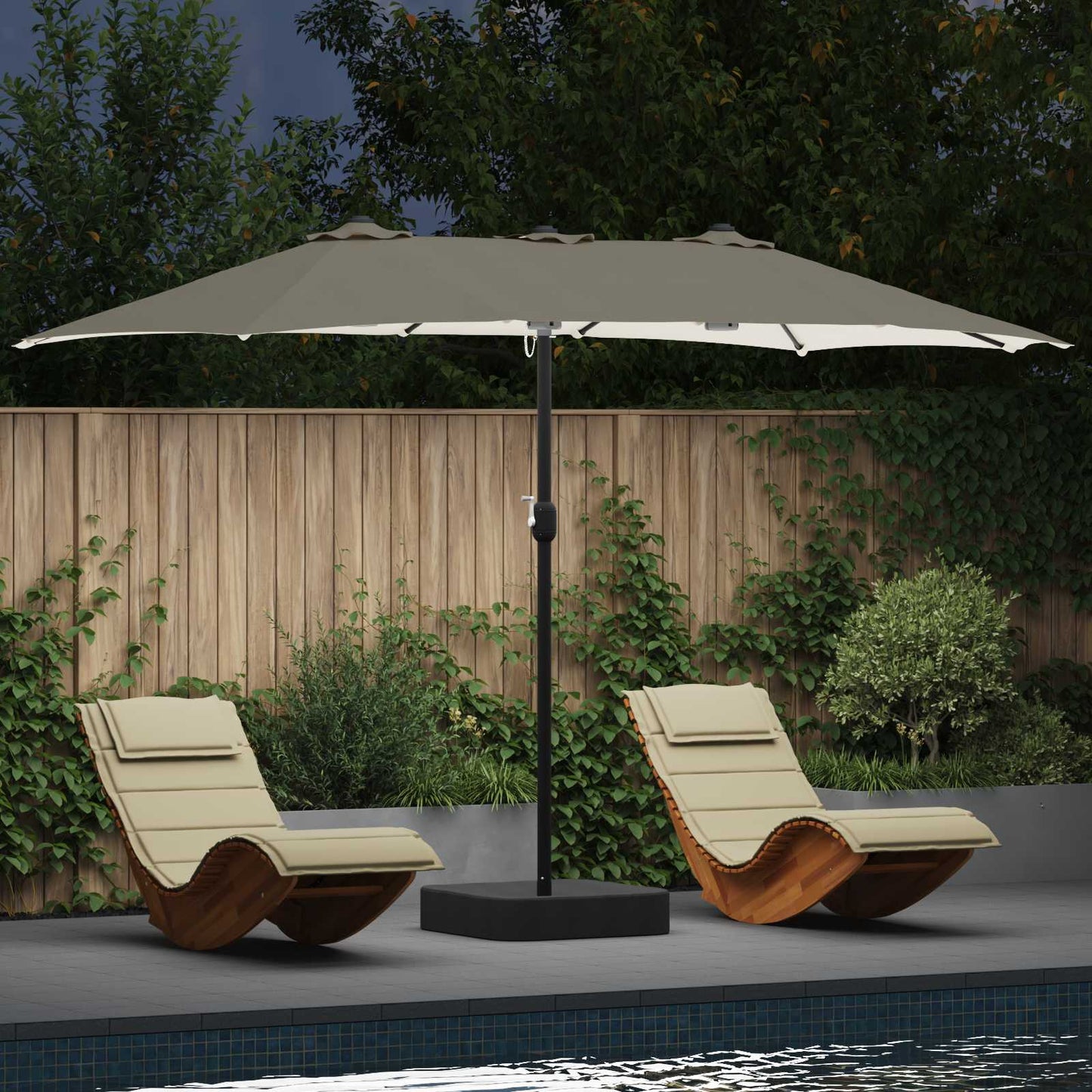 Ombrellone da giardino Vidaxxl sabbia e antracite 385 x 209 x 244 cm in poliestere