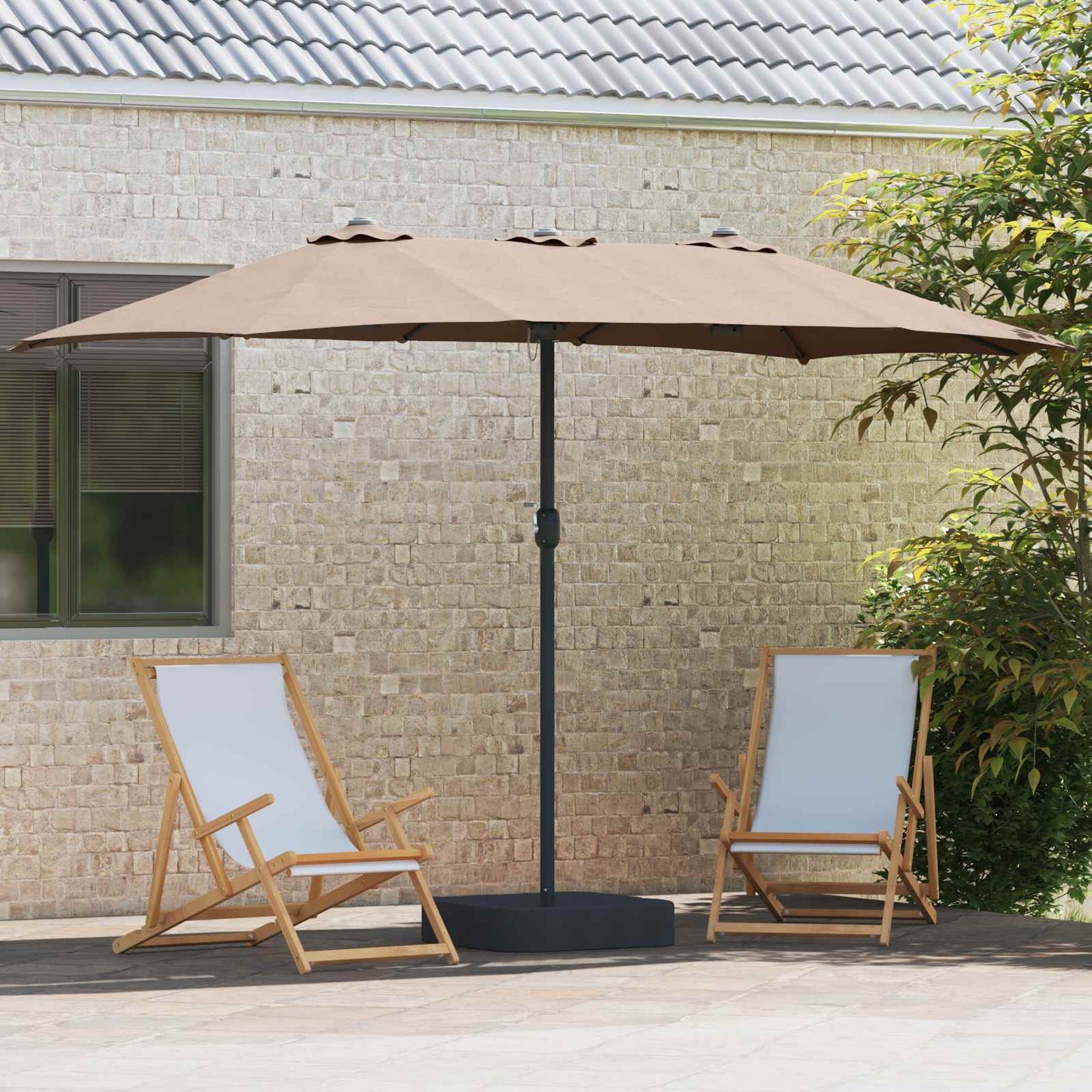 Ombrellone da giardino Vidaxx tortora 385 x 209 x 244 cm in poliestere