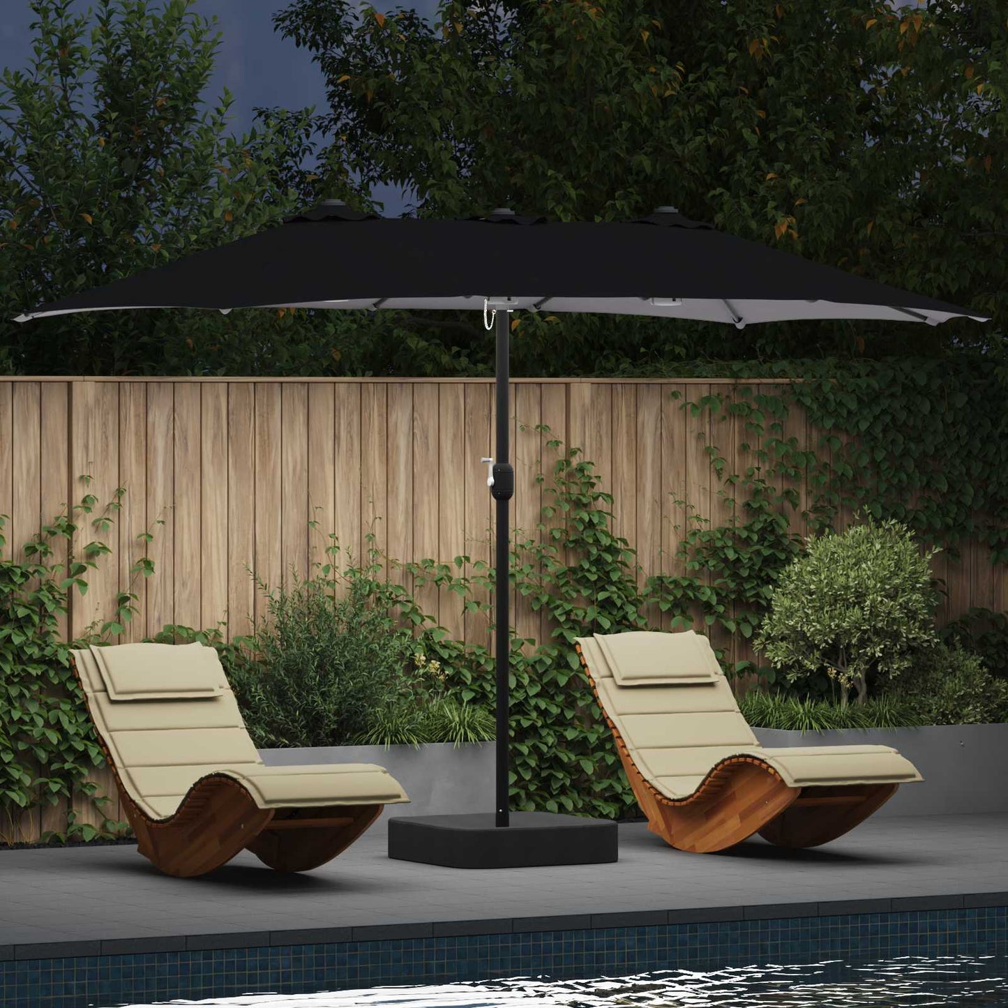 Ombrellone da giardino Vidaxx nero 385 x 209 x 244 cm in poliestere