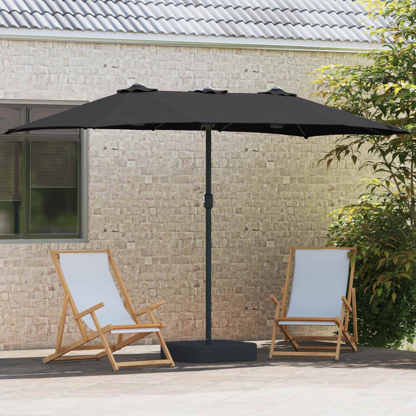 Ombrellone da giardino Vidaxx nero 385 x 209 x 244 cm in poliestere