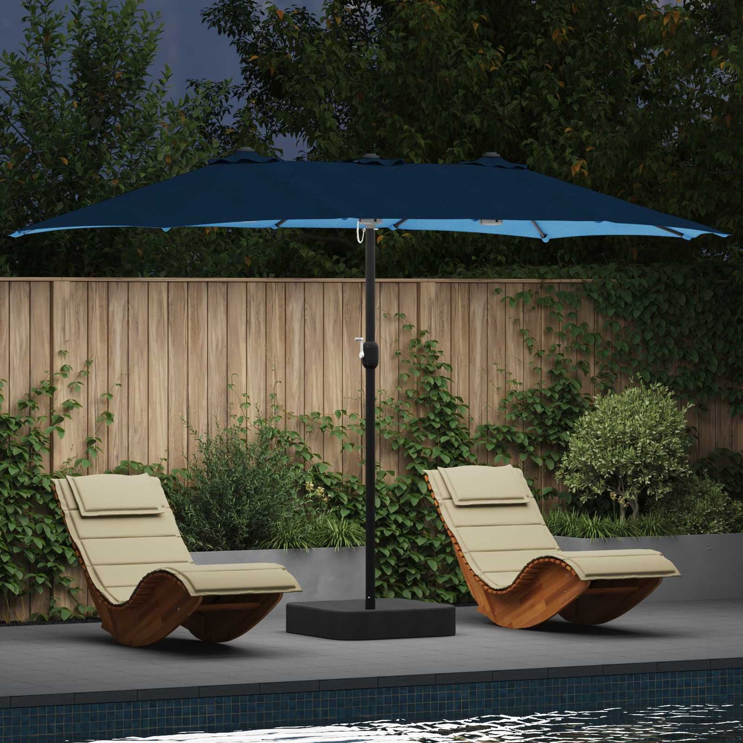 Ombrellone da giardino Vidaxxl azzurro 385 x 209 x 244 cm in poliestere