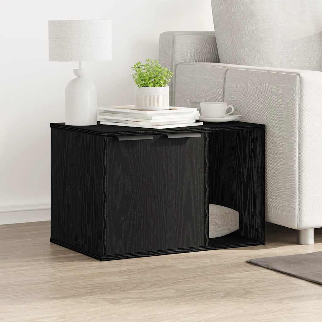 Recinzione per lettiera per gatti VidaXL in rovere nero 60x40x40 cm in legno composito