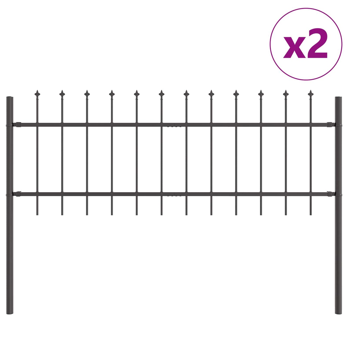 Recinzione da giardino Vidaxl 2 pezzi grigia 3,4 x 0,6 m in acciaio verniciato a polvere