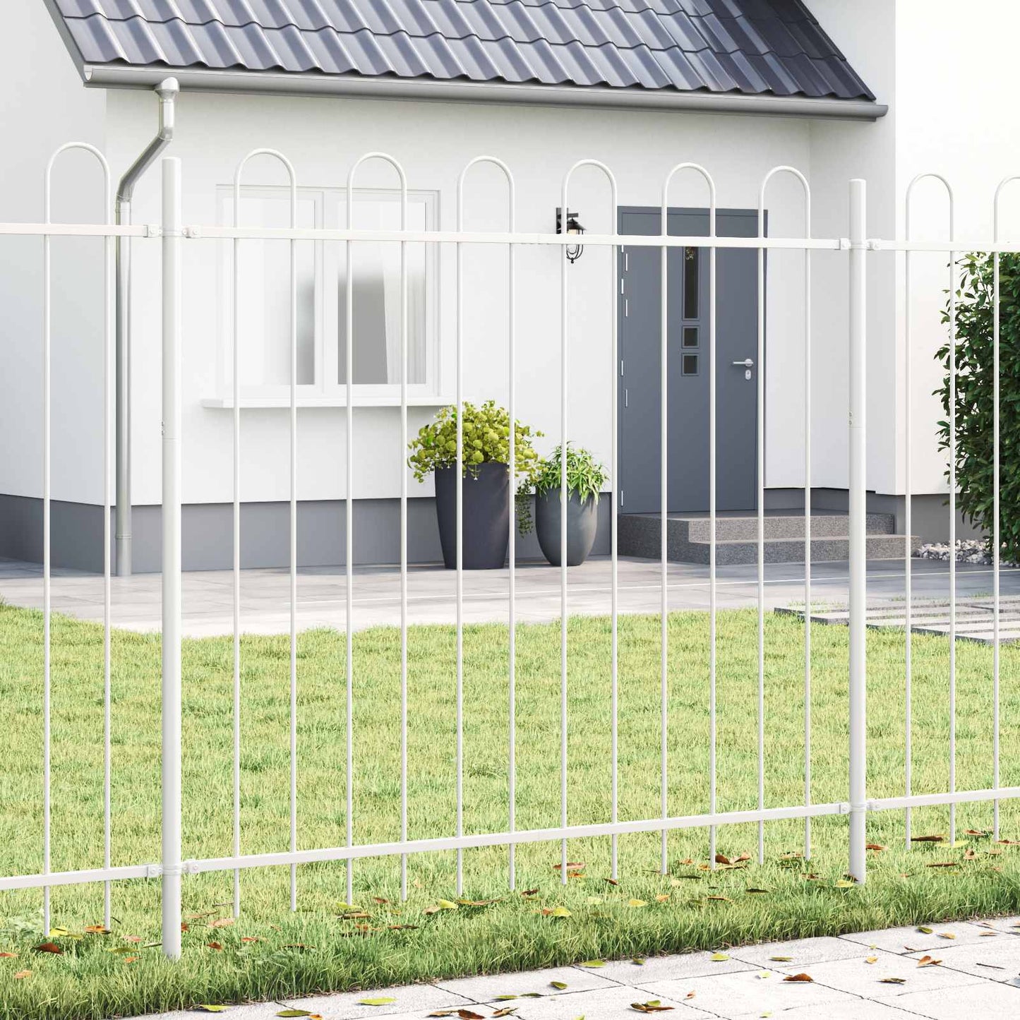 Recinzione da giardino Vidaxl 3 pezzi bianca 5,1 x 1 m in acciaio verniciato a polvere