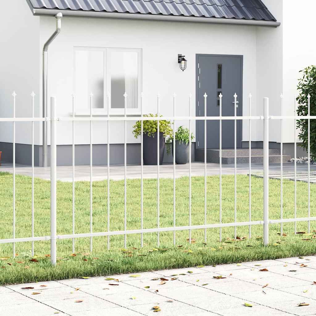 Recinzione da giardino Vidaxl 3 pezzi bianca 5,1 x 1,2 m in acciaio verniciato a polvere