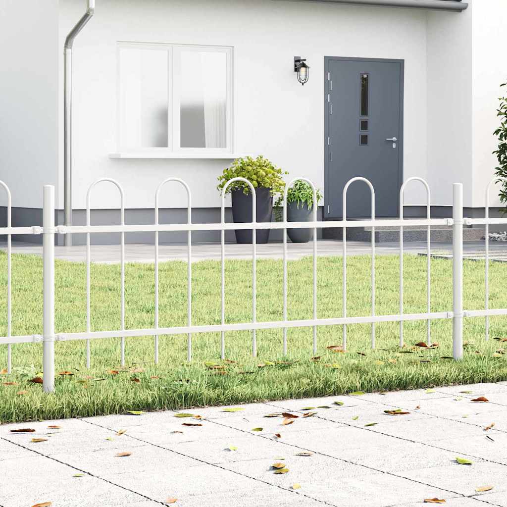 Recinzione da giardino Vidaxl 3 pezzi bianca 5,1 x 0,6 m in acciaio verniciato a polvere