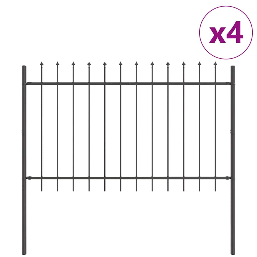 Recinzione da giardino Vidaxl 4 pezzi grigia 6,8 x 0,8 m in acciaio verniciato a polvere
