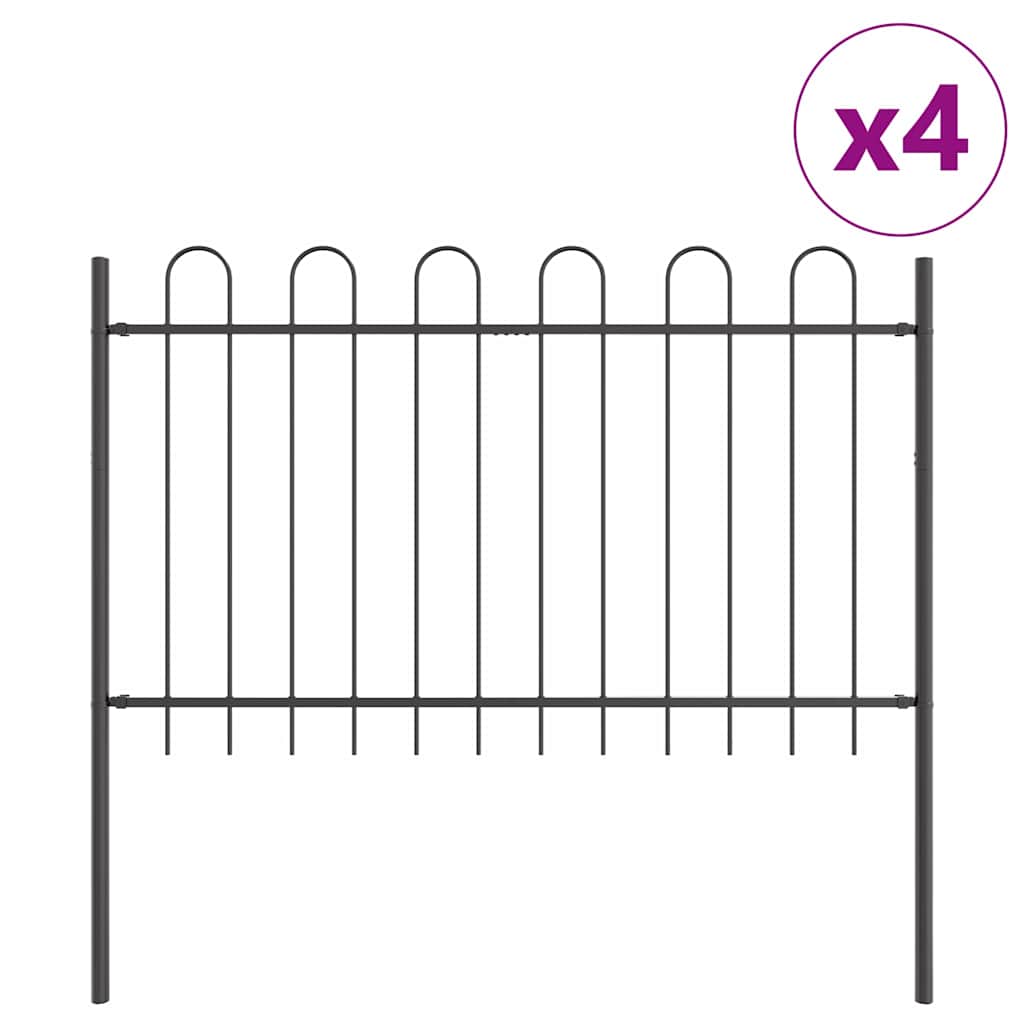 Valla de jardín Vidaxl 4 piezas gris 6,8 x 1 m acero con recubrimiento en polvo