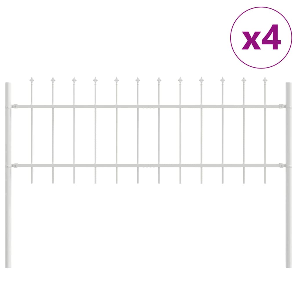Recinzione da giardino Vidaxl 4 pezzi bianca 6,8 x 0,6 m in acciaio verniciato a polvere