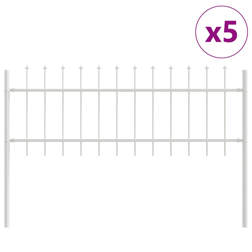 Recinzione da giardino Vidaxl 5 pz bianco 8,5 x 0,6 m in acciaio verniciato a polvere