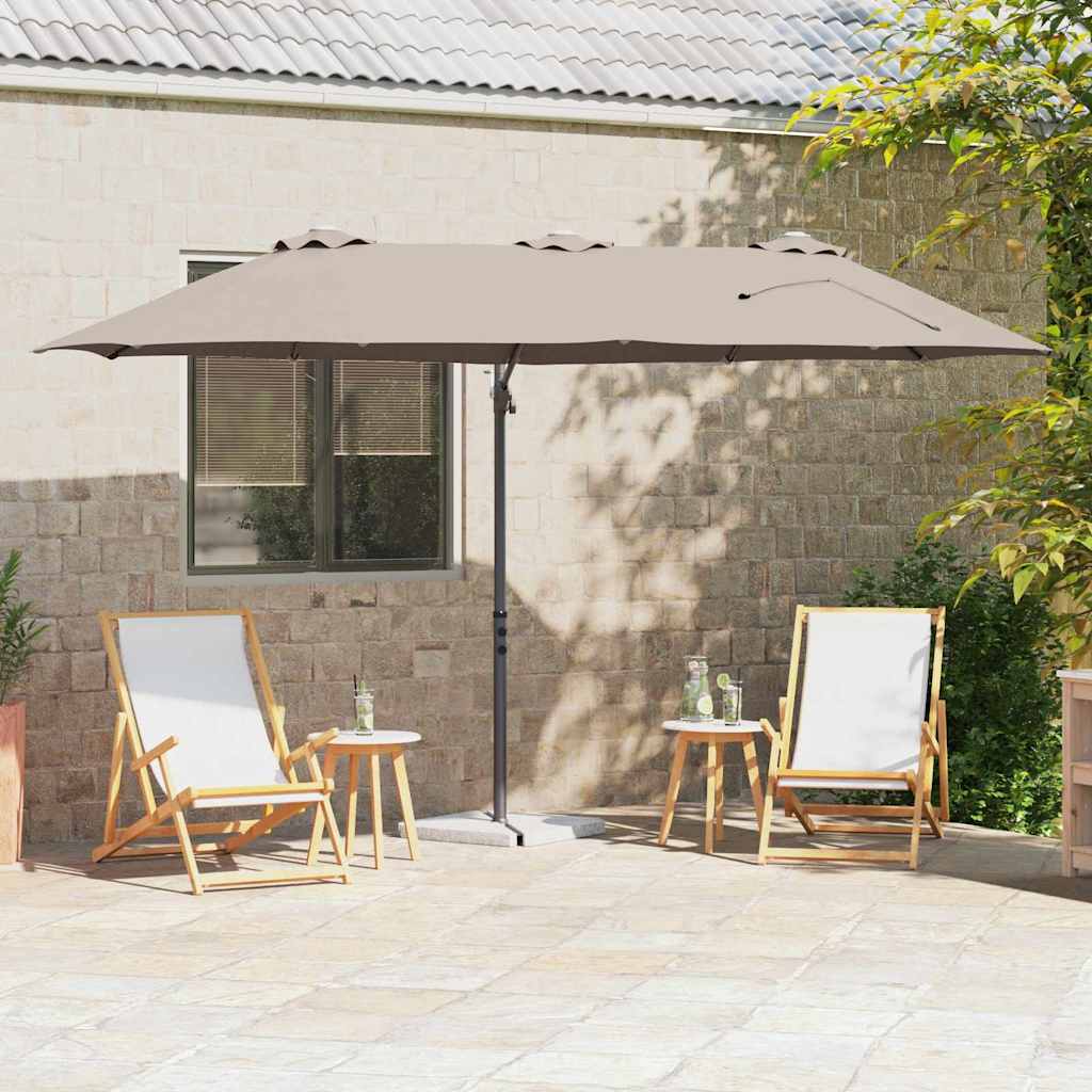 Ombrellone Vidaxx tortora 372 x 198 x 243 cm poliestere e alluminio