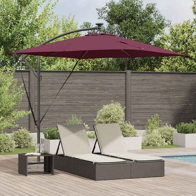 VidaXL Sombrilla cantilever banana rojo burdeos 249 x 249 x 250 cm