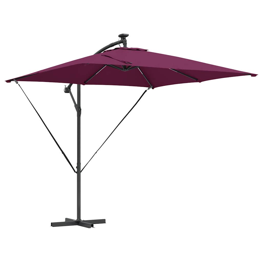 VidaXL Sombrilla cantilever banana rojo burdeos 249 x 249 x 250 cm