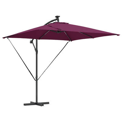 VidaXL Sombrilla cantilever banana rojo burdeos 249 x 249 x 250 cm