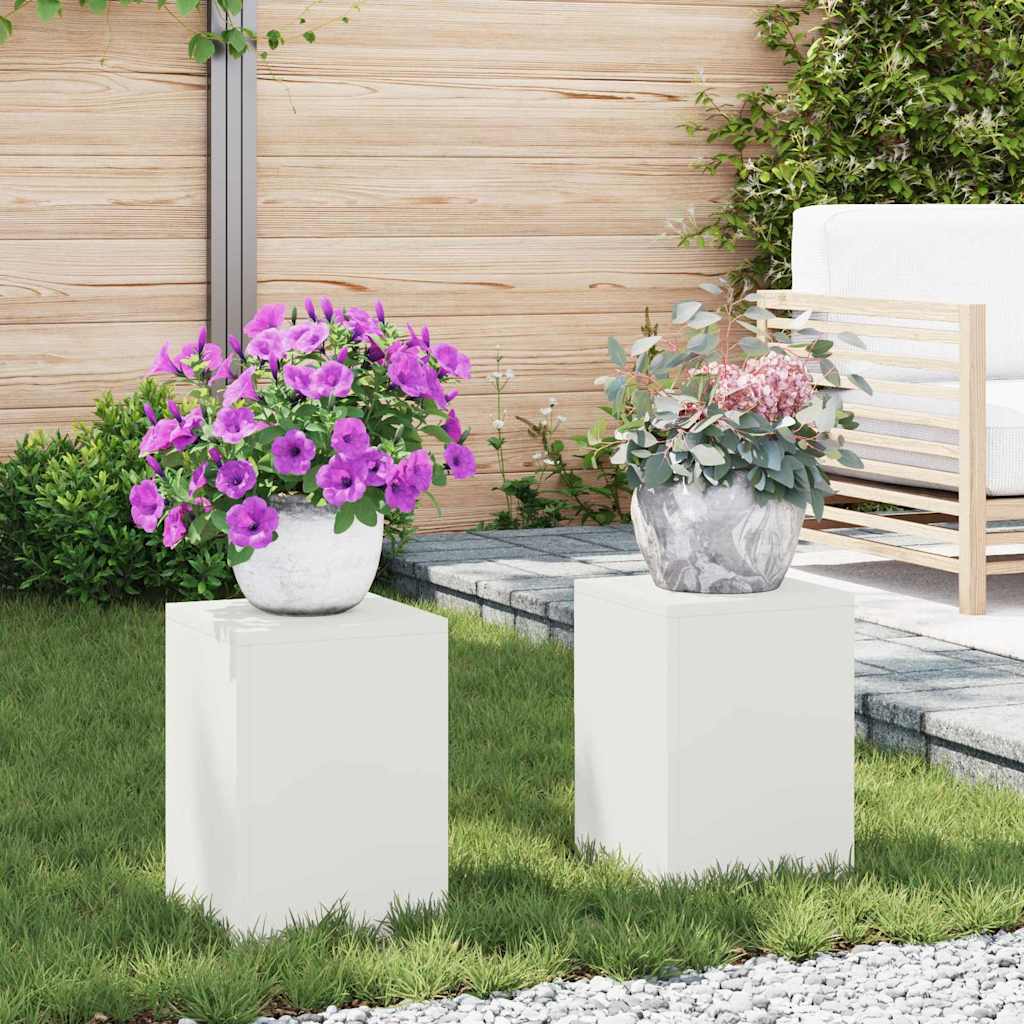 Supporto per piante VidaXL 2 pezzi bianco 24 x 24 x 35 cm in acciaio
