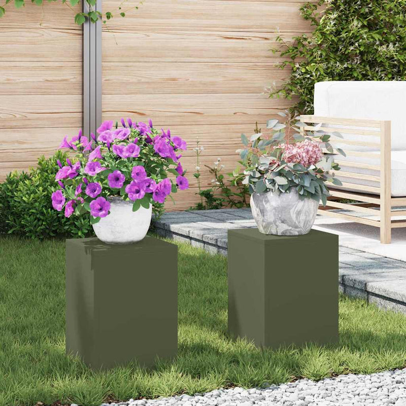Supporto per piante Vidaxx 2 pezzi verde oliva 24 x 24 x 35 cm in acciaio