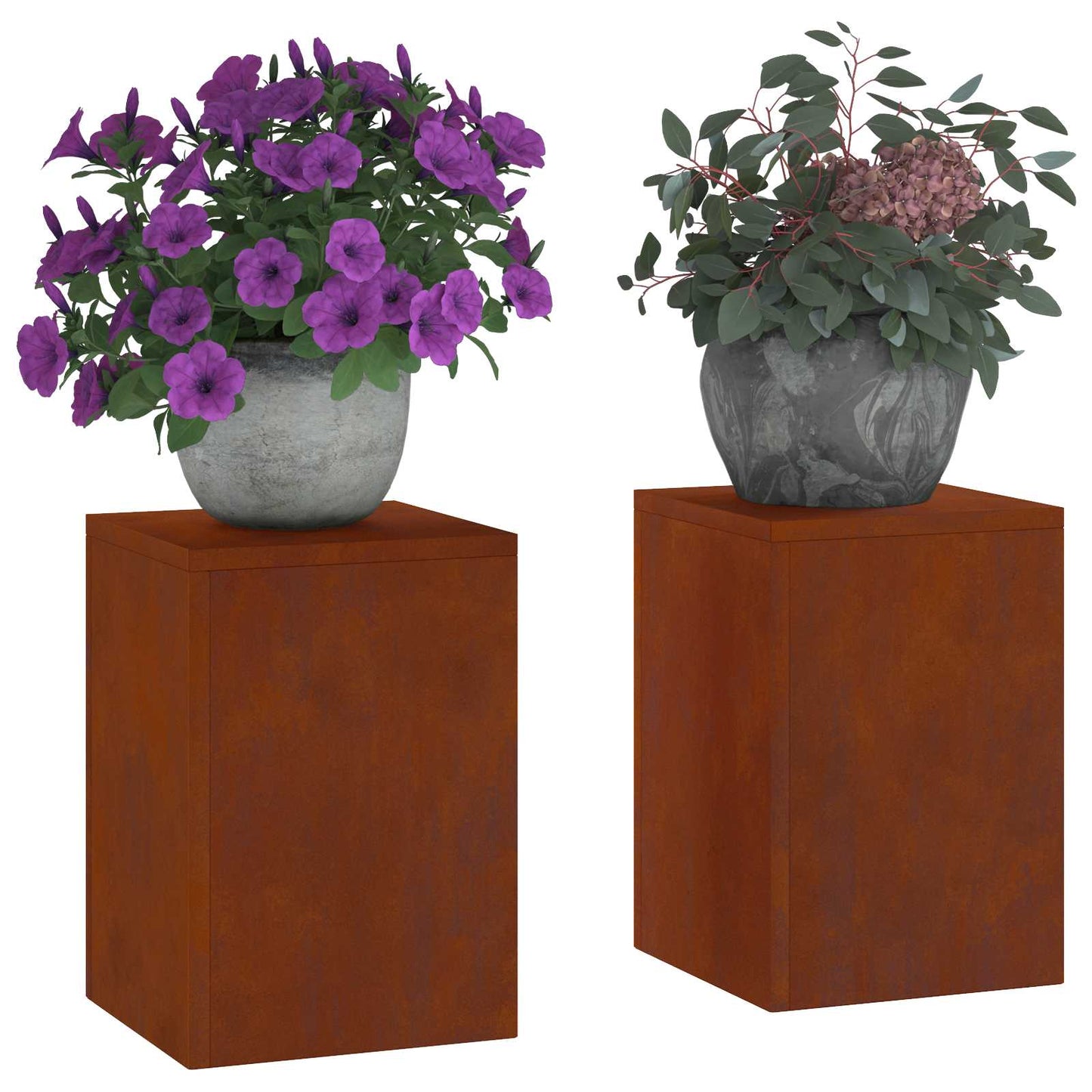 Supporto per piante VidaXL 2 pezzi in acciaio corten arrugginito 24 x 24 x 35 cm