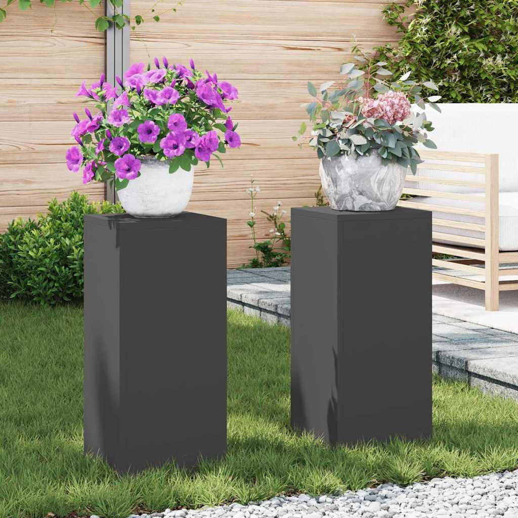 VidaXL soporte para plantas 2 piezas negro 24 x 24 x 55 cm acero