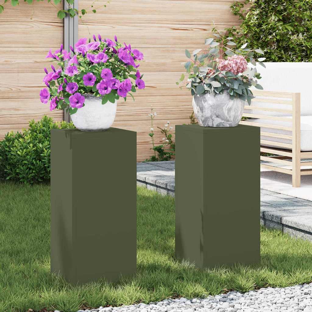 Supporto per piante Vidaxx 2 pezzi verde oliva 24 x 24 x 55 cm in acciaio