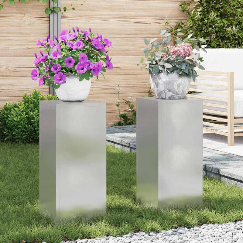 Supporto per piante VidaXL 2 pezzi argento 24 x 24 x 55 cm in acciaio inossidabile
