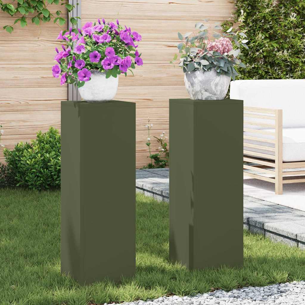 Supporto per piante Vidaxx 2 pezzi verde oliva 24 x 24 x 75 cm in acciaio