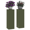 Vidaxl plantenstandaard 2 pcs olijfgroen 24 x 24 x 75 cm staal